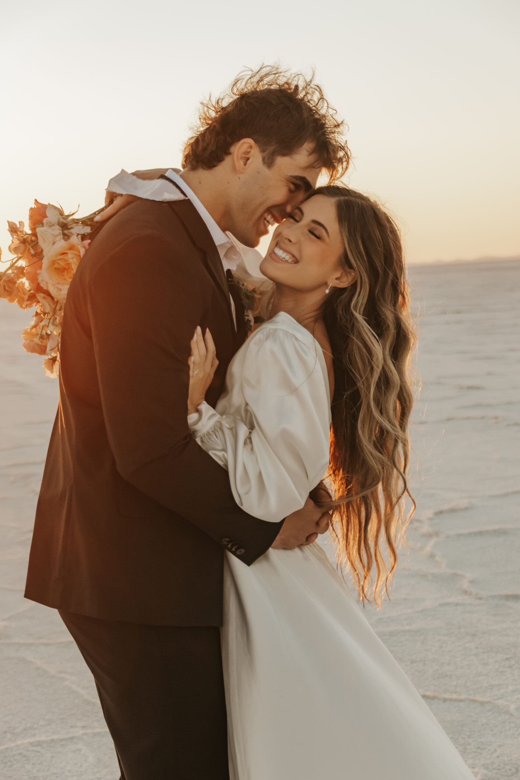 Couple eloping at the salt flats